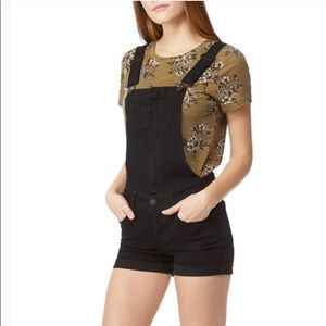 Wallflower Black Denim Short Overalls
